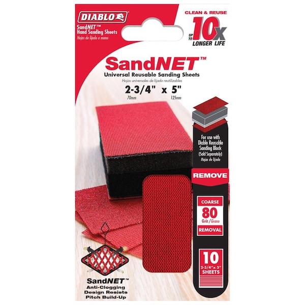 Diablo Diablo SandNet 5 in. L X 2-3/4 in. W 80 Grit Coarse Block Hand Sanding Pad DND234080S10N - main
